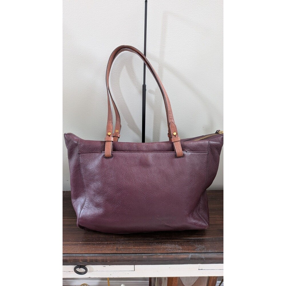 Fossil Rachael Leather Tote Fig Colored Shoulder Tote Bag - Picture 5 of 13